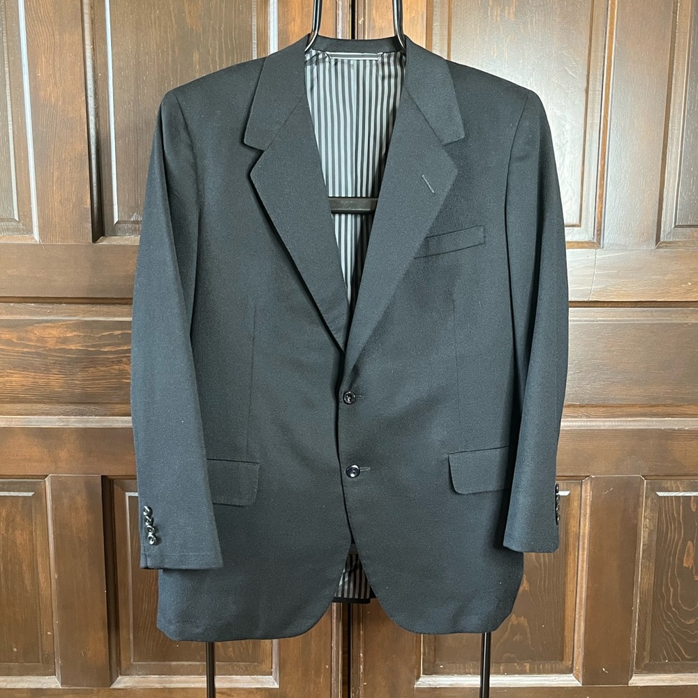 Oxxford Clothes 100% Cashmere Blazer Sport Coat Jacket Solid Black Bespoke 46R